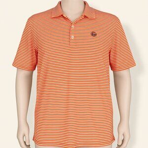 Men's Turtleson Orange & White Striped Golf Shirt/Polo with Logo Size XL